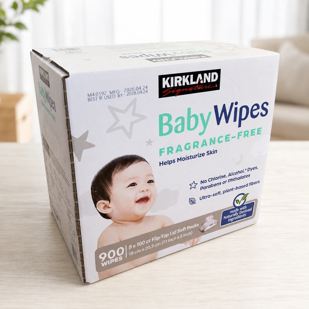 コストコカークランドシグネチャー 赤ちゃん用 おしりふき 900枚商品パッケージ外観