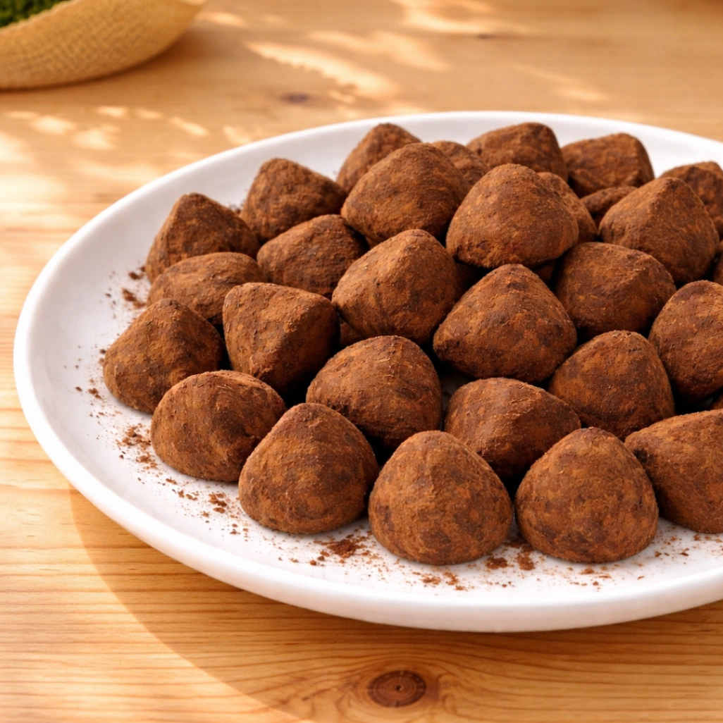 お皿に盛り付けたコストコフレンチココアトリュフ