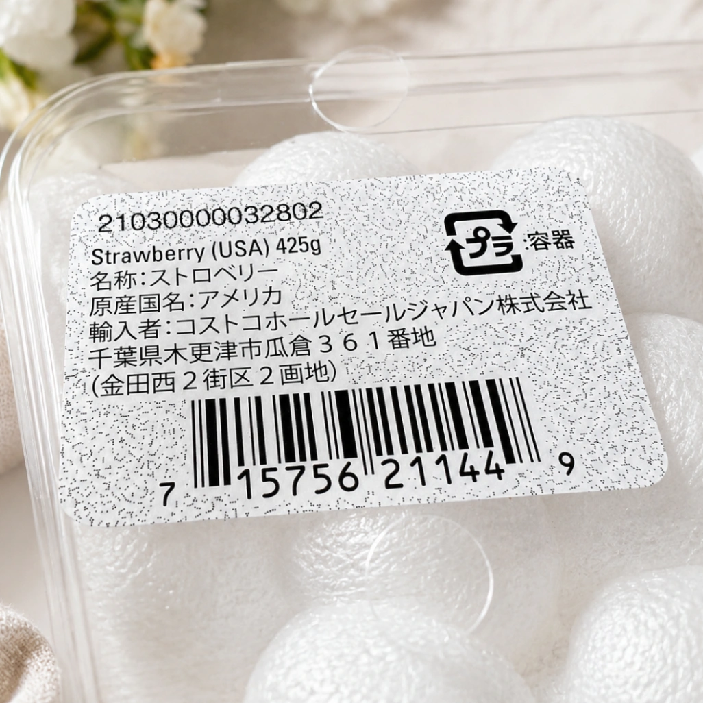 コストコのアメリカ産ストロベリー425gの原産国と商品ラベル