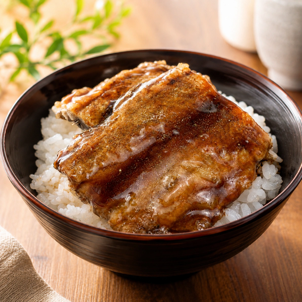 コストコのさんま蒲焼をご飯にのせ、山椒を軽くふった蒲焼丼アレンジ画像